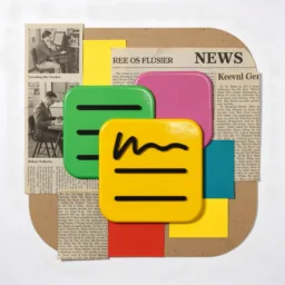 Stickies icon in the Collage style for macOS