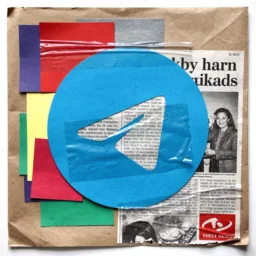 Telegram icon in the Collage style